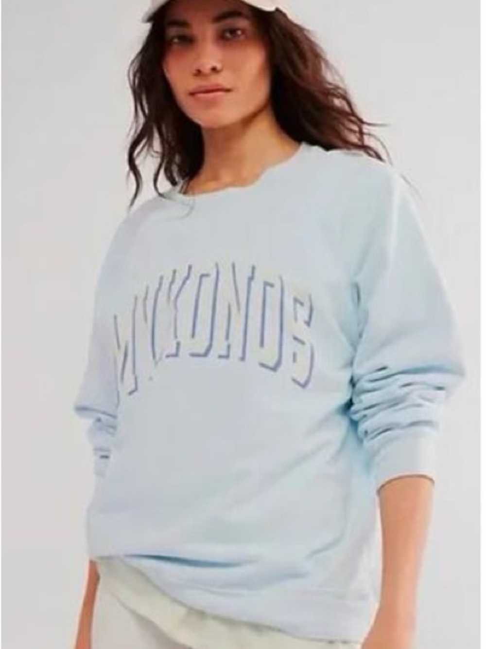 Free People Retrobrand Mykonos OS Light Blue Women's Crewneck Sweatshirt